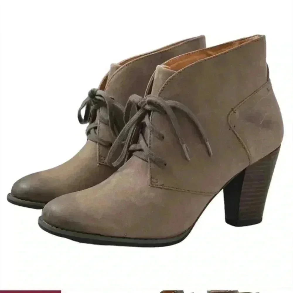 Clarks Artisan Women's Gray Leather Alpine Lace Up Ankle Booties Sz 9m Academia